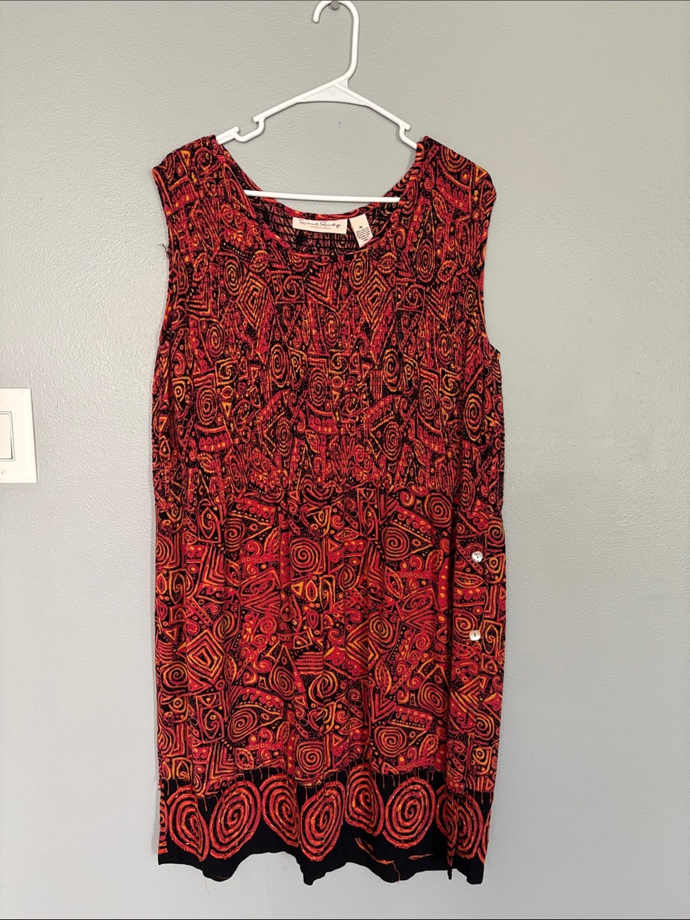 French Laundry Red & Black Printed Sleeveless Shift Dress
